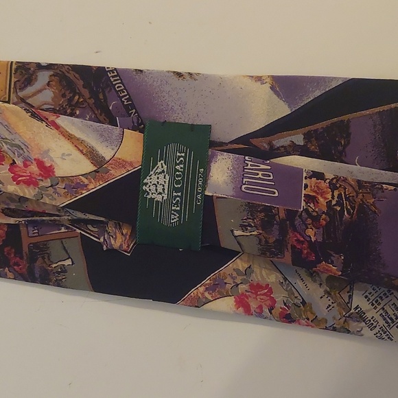 RARE west coast tie france themed preppy  vintage french riviera old money - Picture 2 of 2